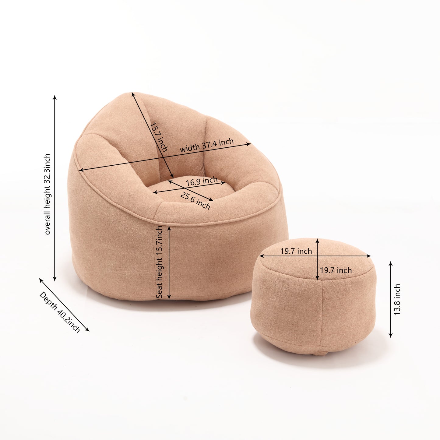 Cozy Comfort Bean Bag Chair with Footrest