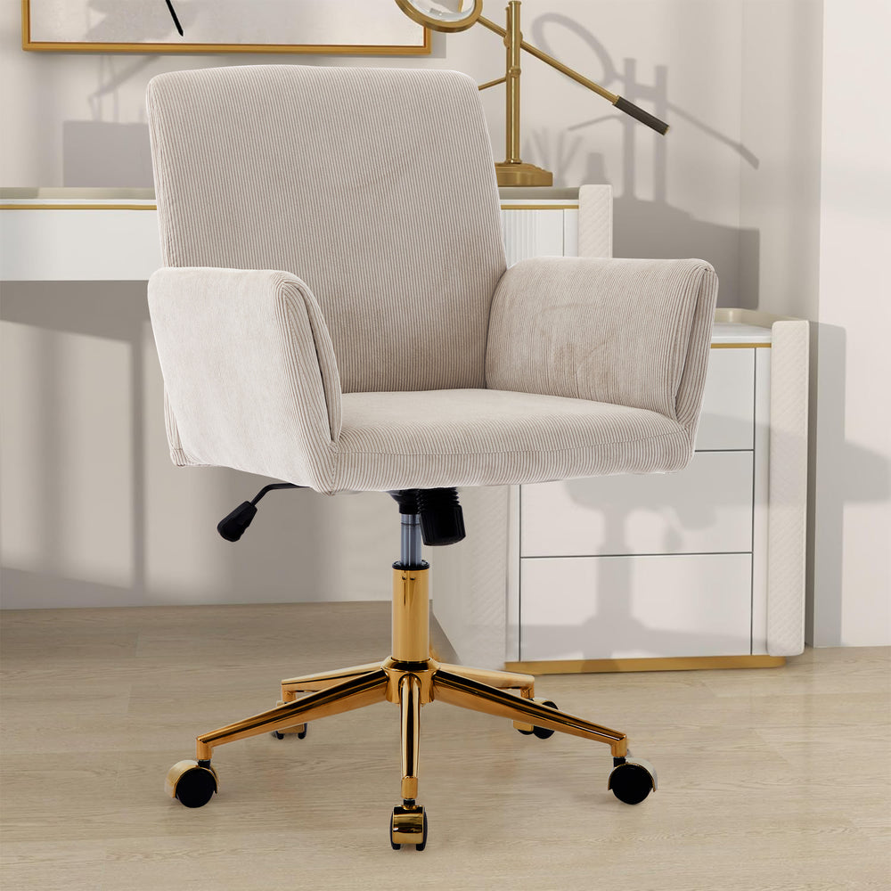 Creamy White Adjustable Corduroy Chair