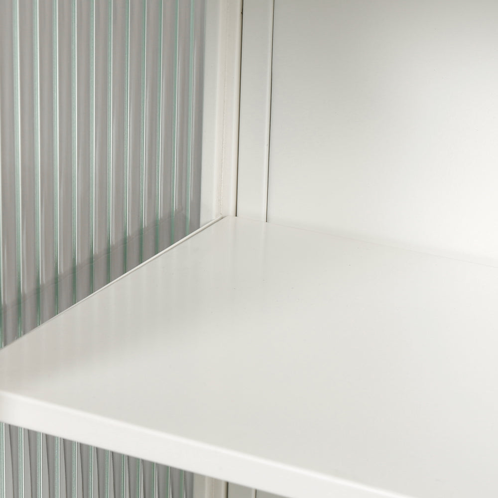 Sleek White Glass Cabinet - Stylish Storage for Every Space