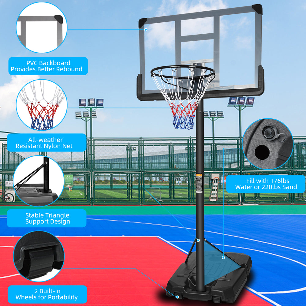 Adjustable Portable Basketball Hoop with Wheels