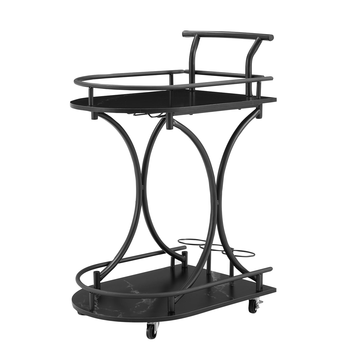 Chic Retro Bar Cart with Wine Rack & Glass Holder