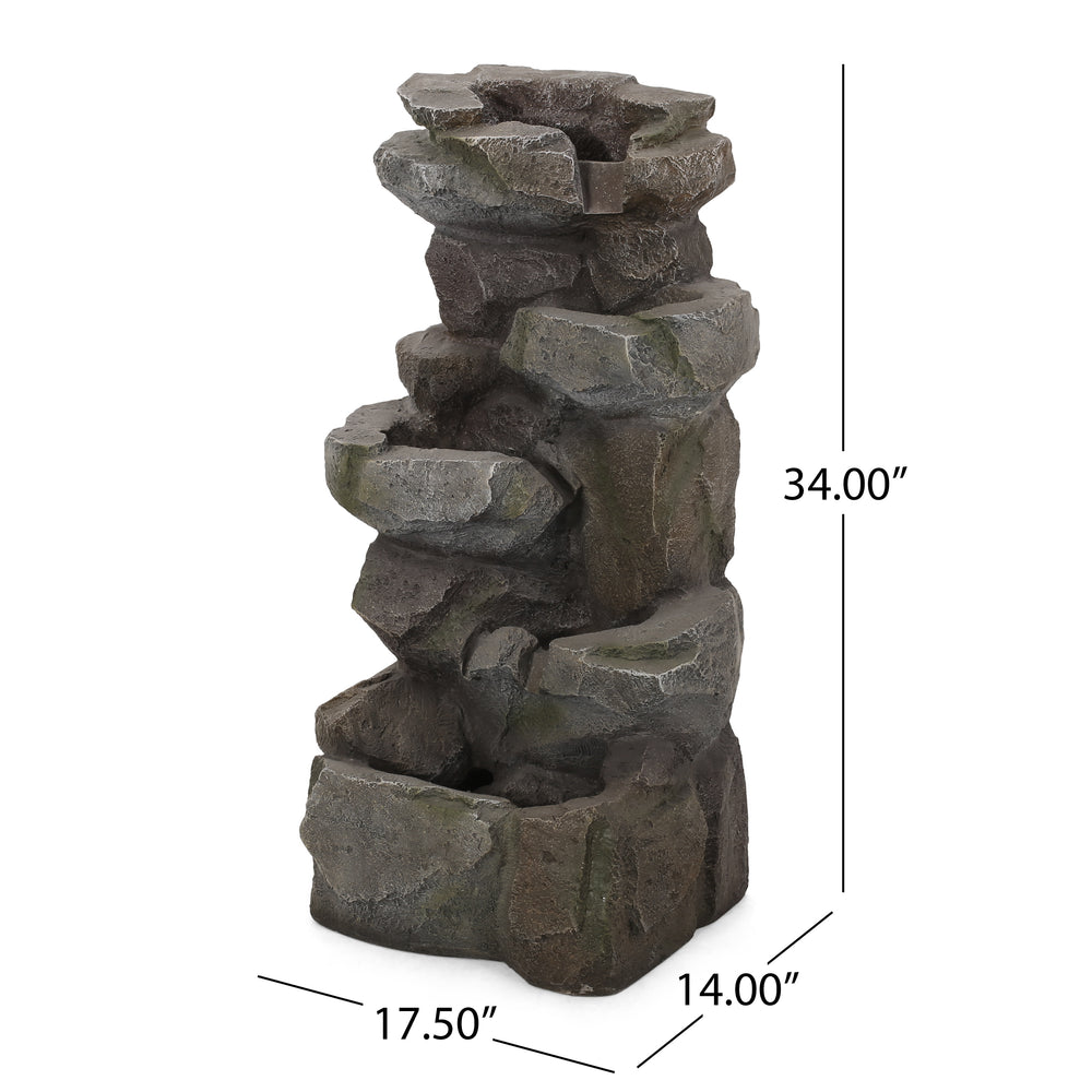 Candler Stone Gray Tiered Fountain – No Assembly Needed!