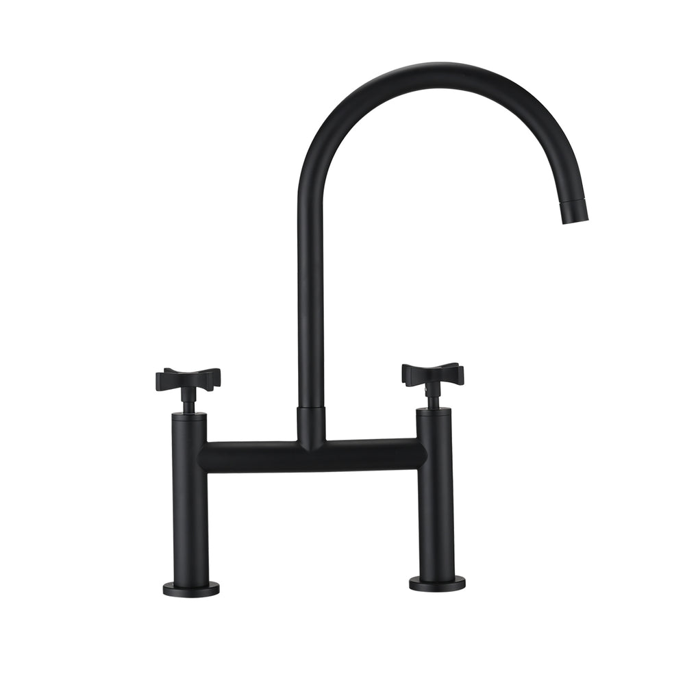 Sleek Stainless Steel Bridge Faucet