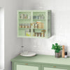 Mint Green Modern Wall Cabinet with Glass Doors