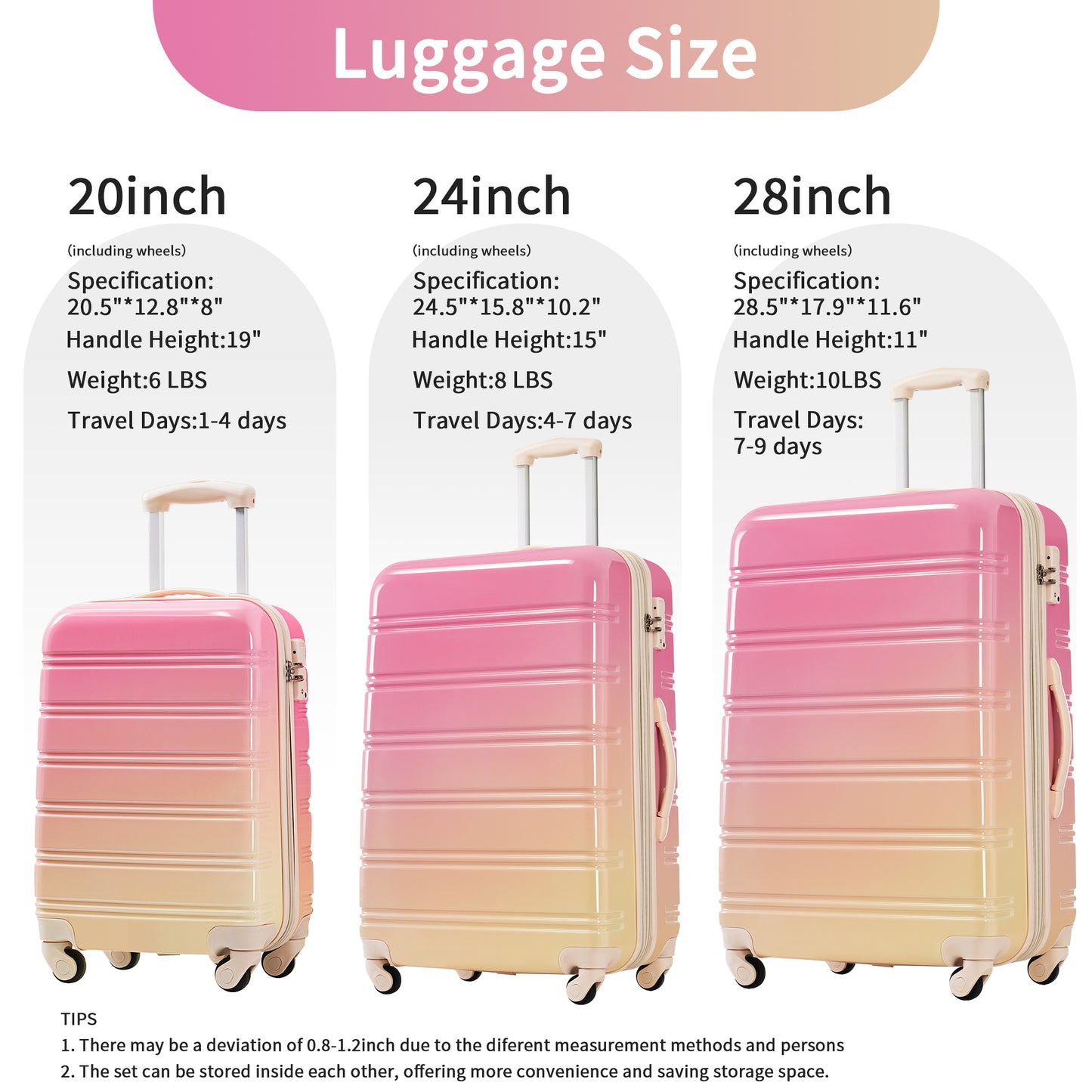 Vibrant Expandable Spinner Luggage Set