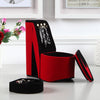 Chic Red Velvet Jewelry Box with High Heel Design