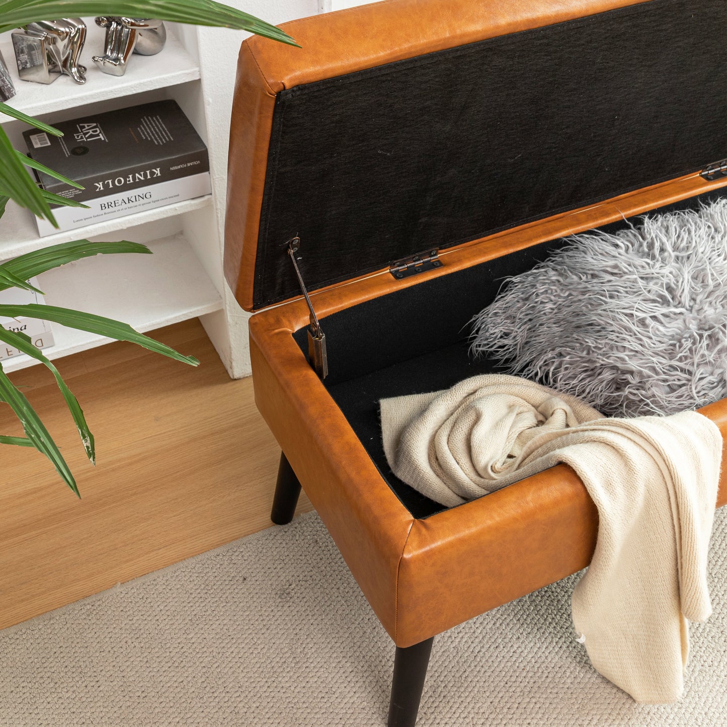 Stylish Leather Storage Bench