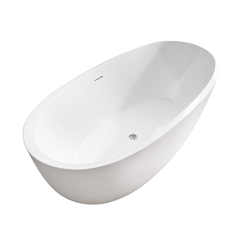 Sleek White Freestanding Soaking Tub with Easy Drain