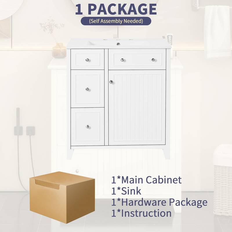 Chic Bathroom Vanity with Ceramic Sink & Smart Storage