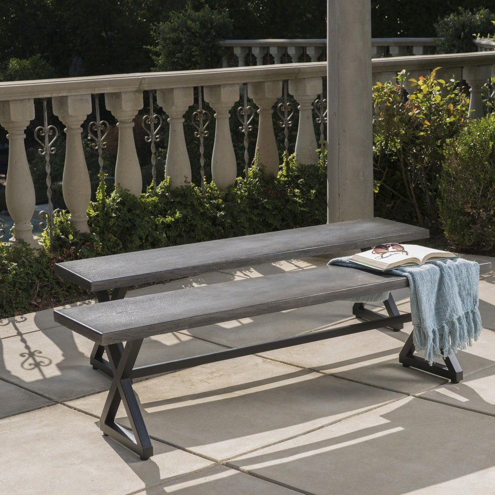 Stylish Outdoor Dining Benches Set