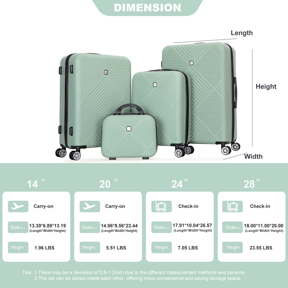 Olive Green Travel Set: Stylish Suitcase & Makeup Box Combo