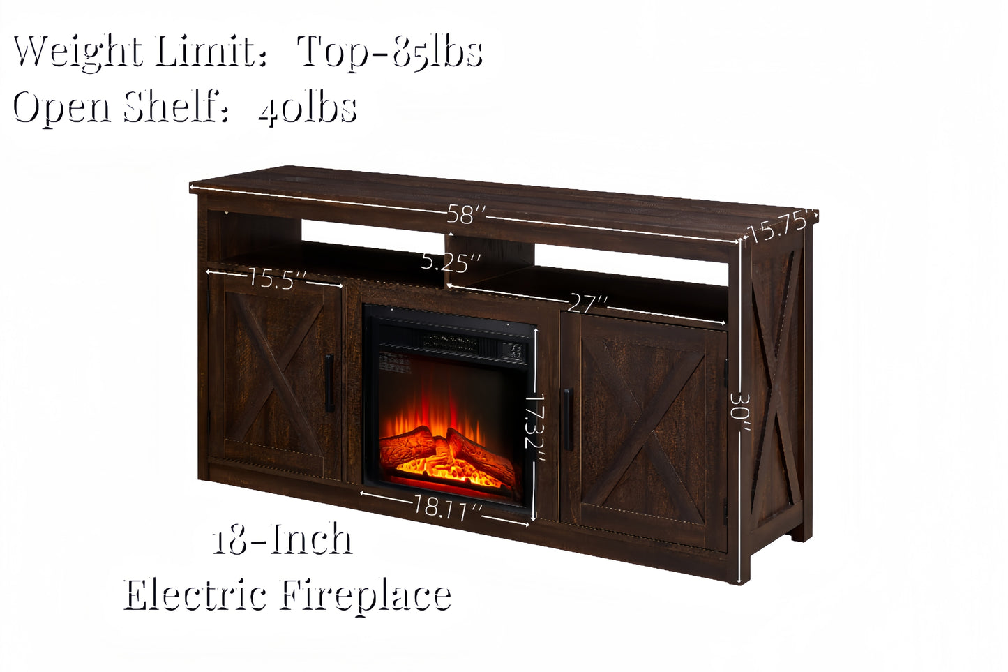 Cozy Farmhouse TV Stand with Fireplace