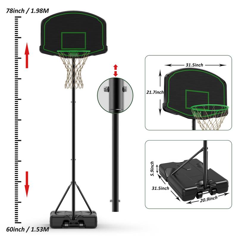 Adjustable Basketball Hoop with Wheels - Perfect for Kids and Youth!
