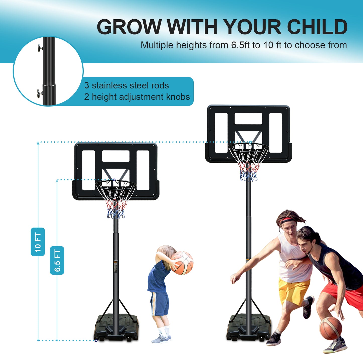 Adjustable Portable Basketball Hoop for Indoor & Outdoor Fun