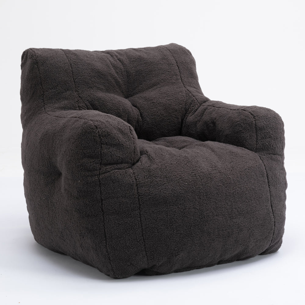 Cozy Teddy Bean Bag Chair in Dark Gray