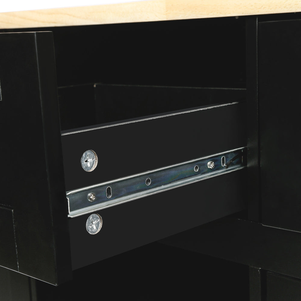 Versatile Black Kitchen Cart with Drop-Leaf Top and Storage Wheels