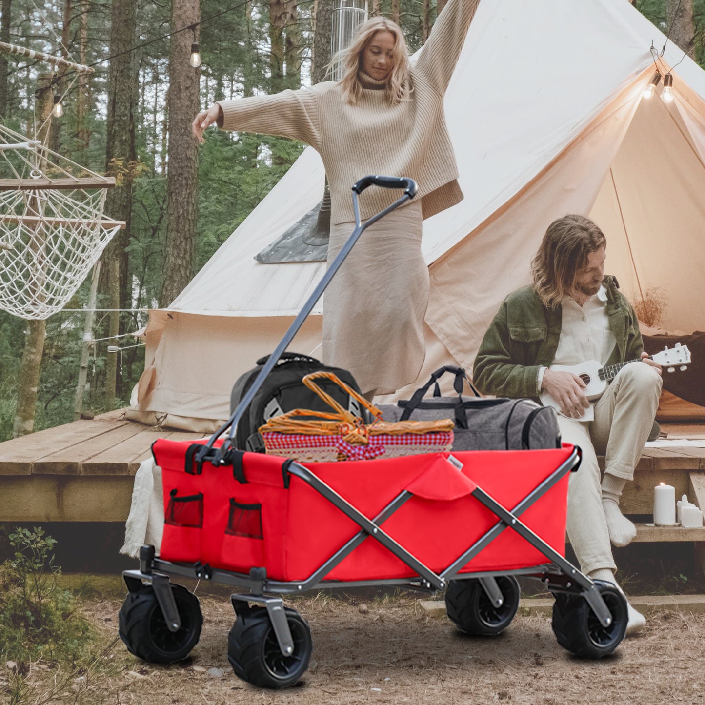 Colorful Foldable Garden Trolley & Picnic Wagon