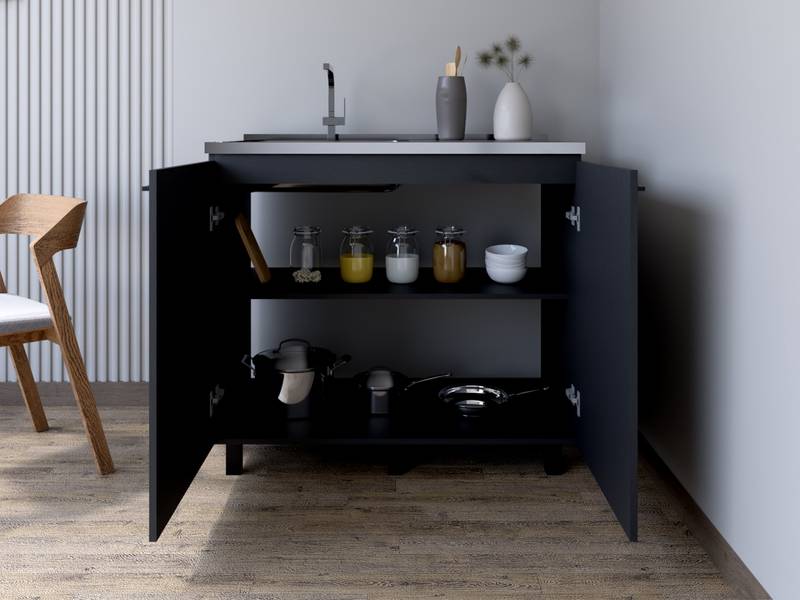 Burwood Black Utility Sink Cabinet