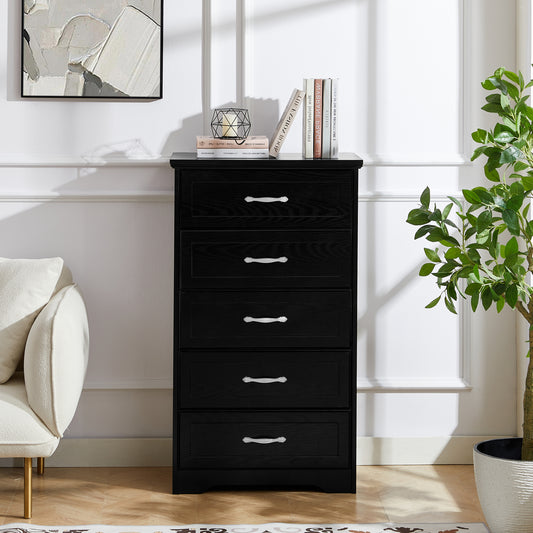 Sleek Black 5-Tier Dresser - Stylish Storage for Any Room