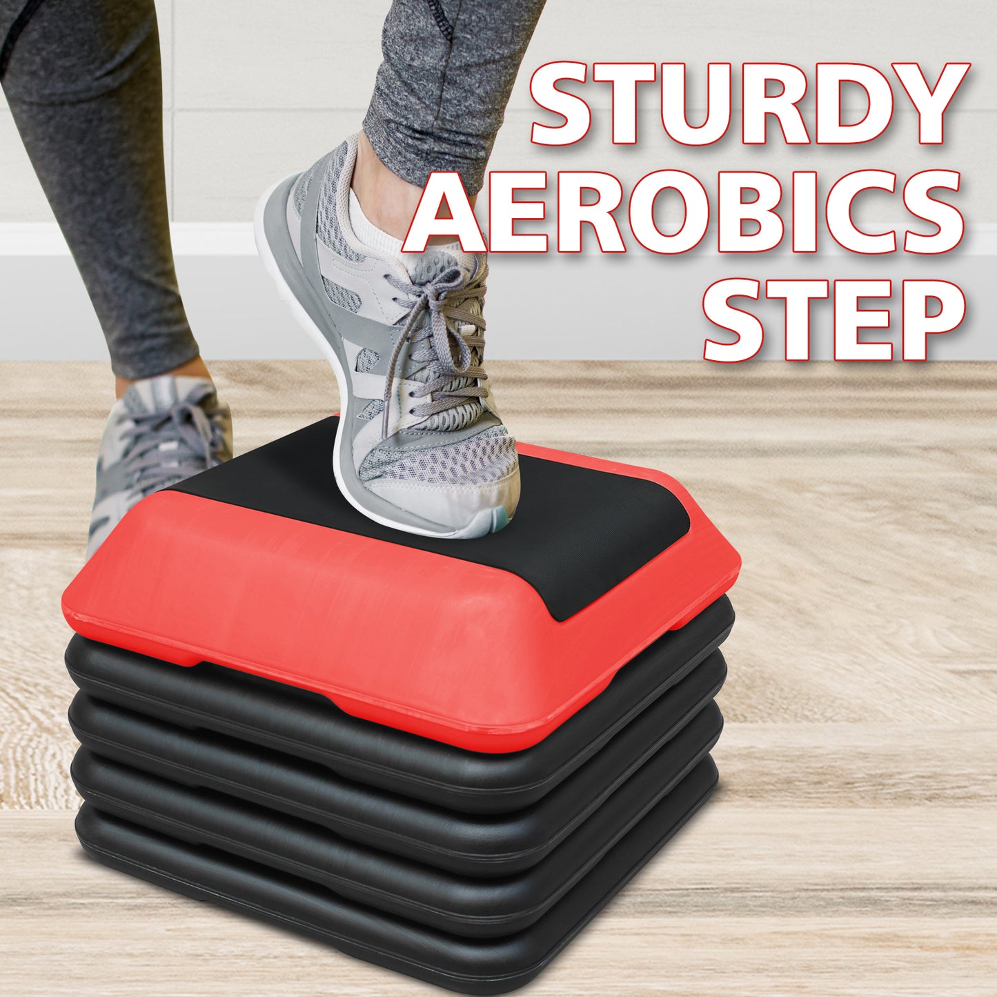 Adjustable Fitness Step Platform - Red Riser Trainer