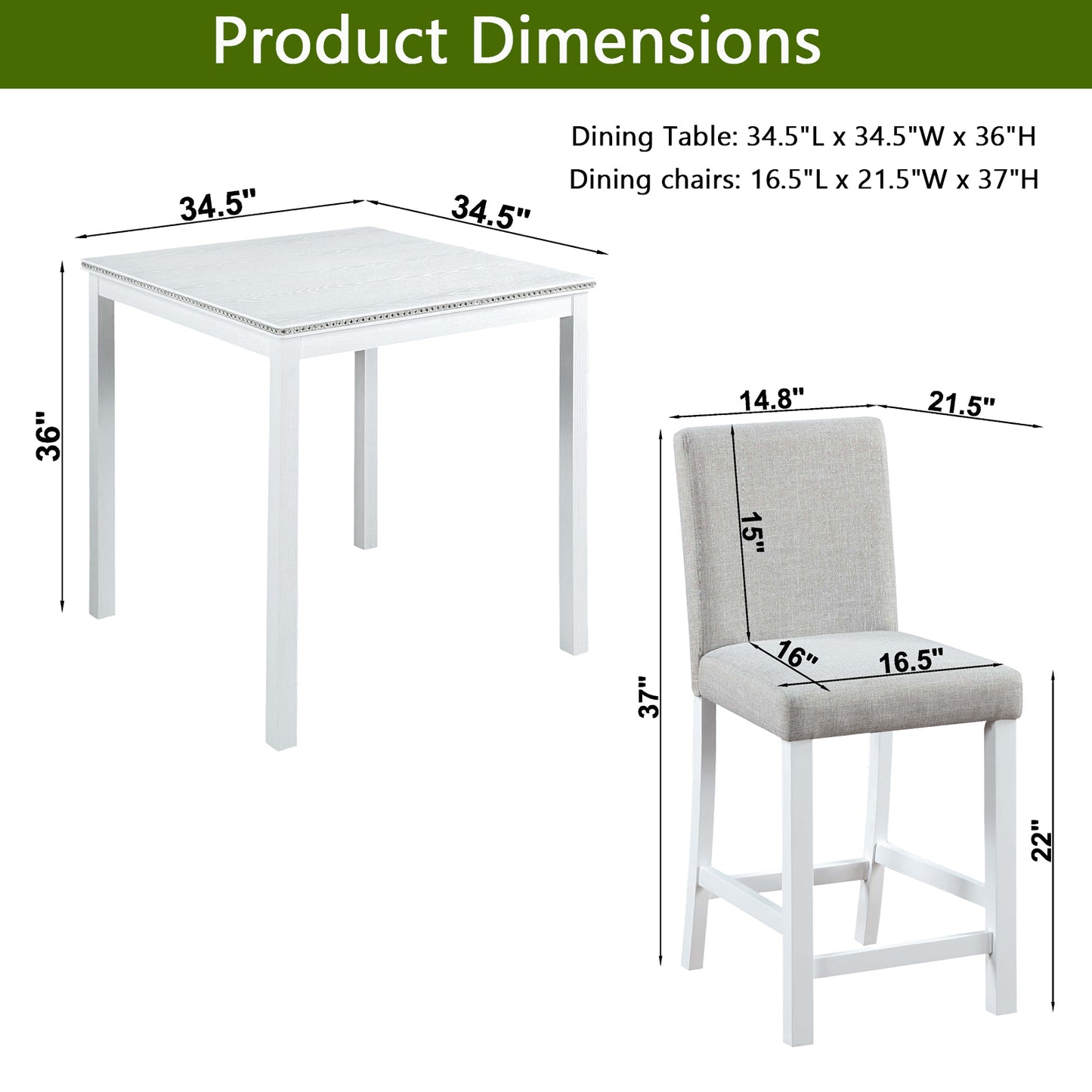 Chic White Counter Height Dining Set