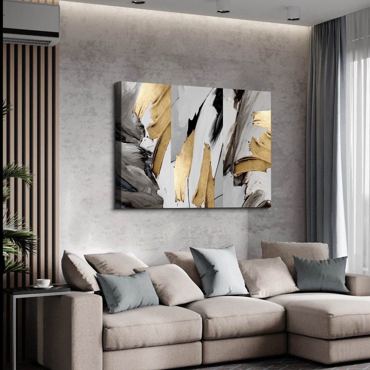 Chic Abstract Canvas Art - Gold & Silver Elegance for Any Room