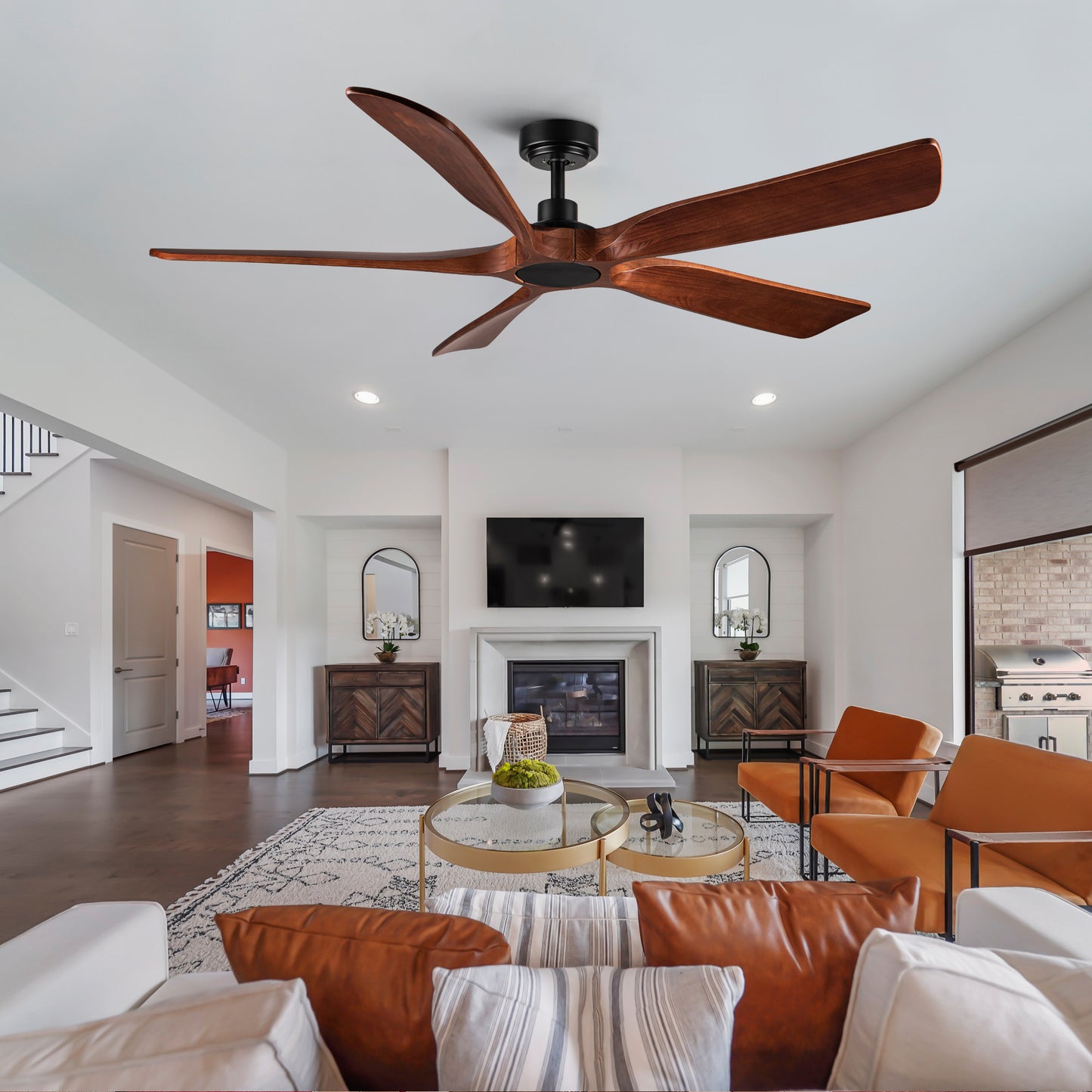 Rustic Walnut Ceiling Fan with Remote