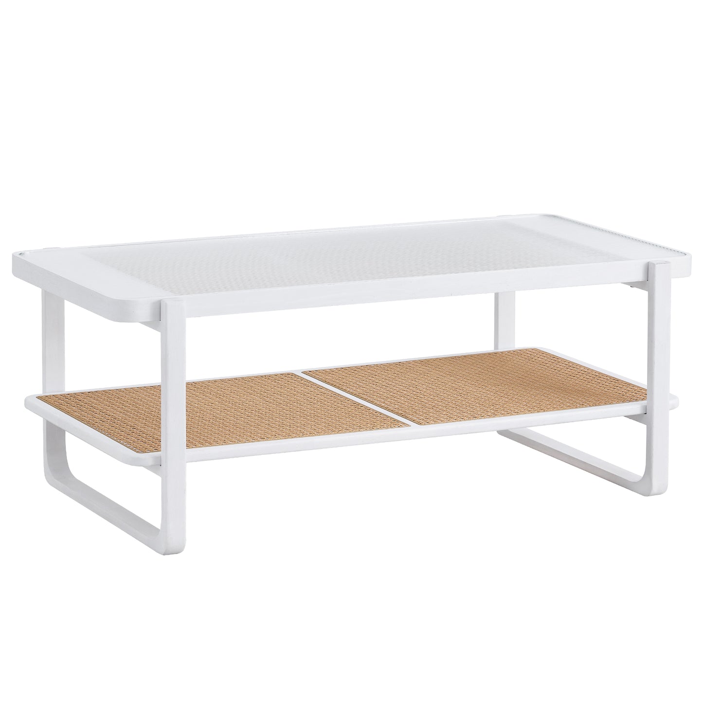 Sleek White Double Layer Coffee Table