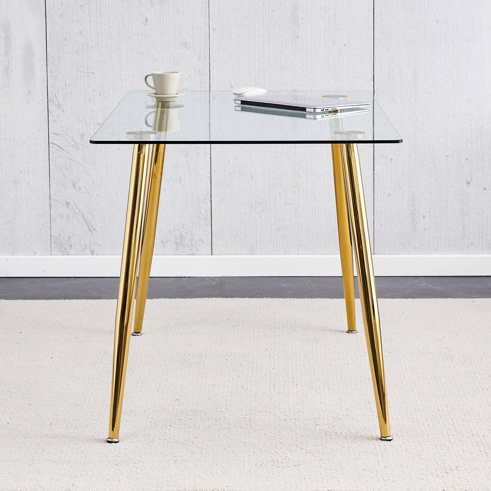 Sleek Glass Dining Table with Gold Legs