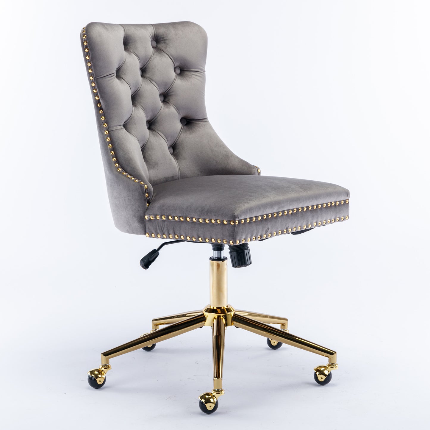 Velvet Luxe Office Chair with Gold Base