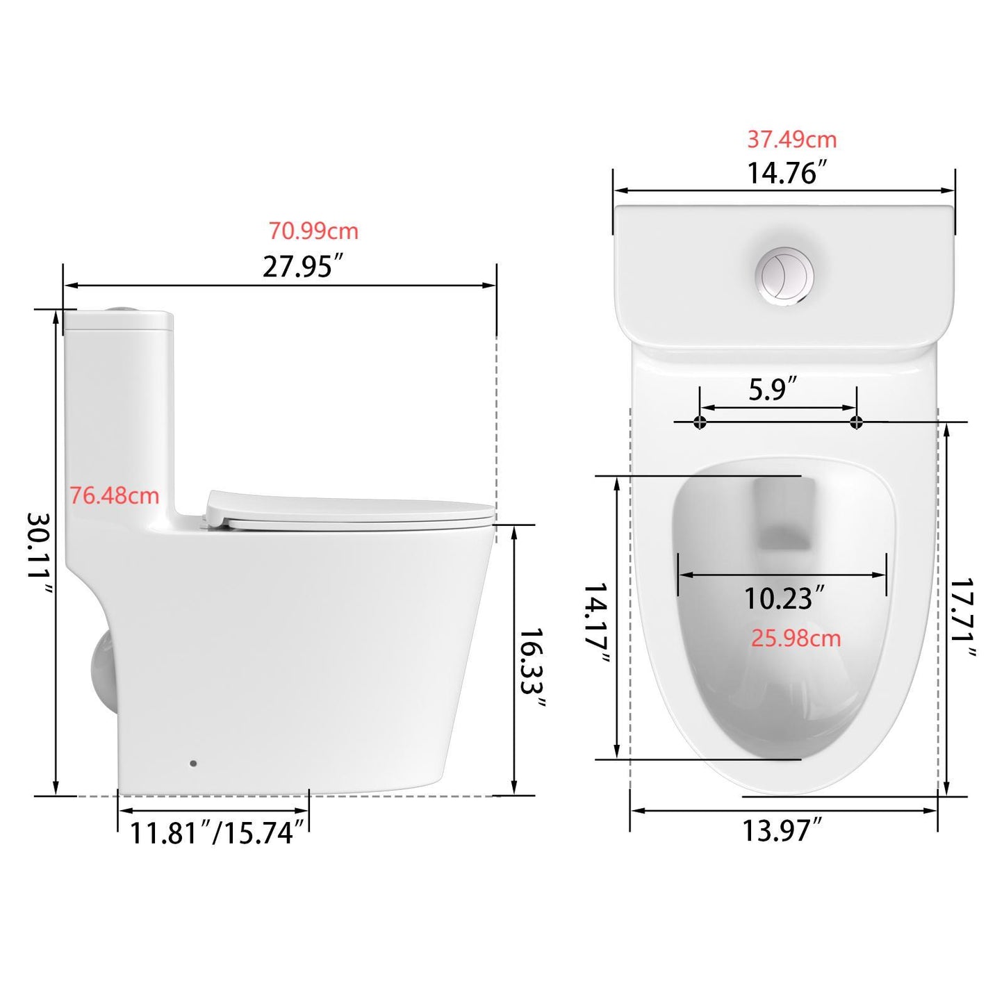 Premium One-Piece Toilet with Top Accessories