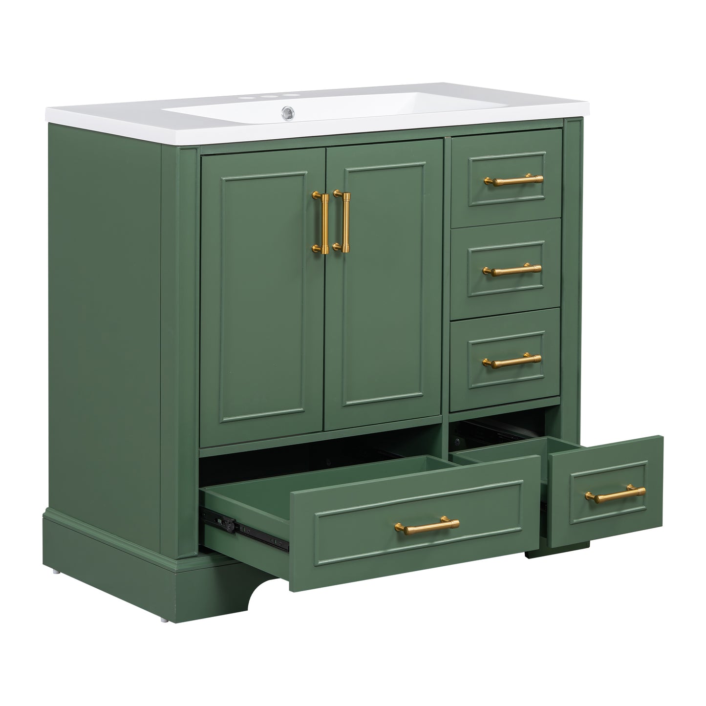 Charming Green Bathroom Vanity Set with Resin Sink