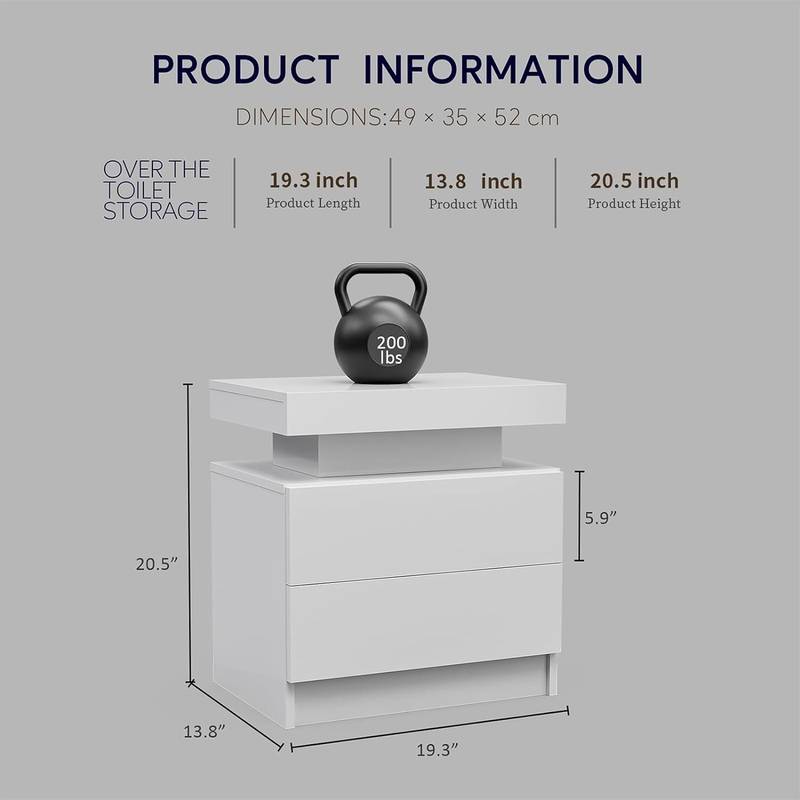 Sleek Glow Nightstand with Drawers