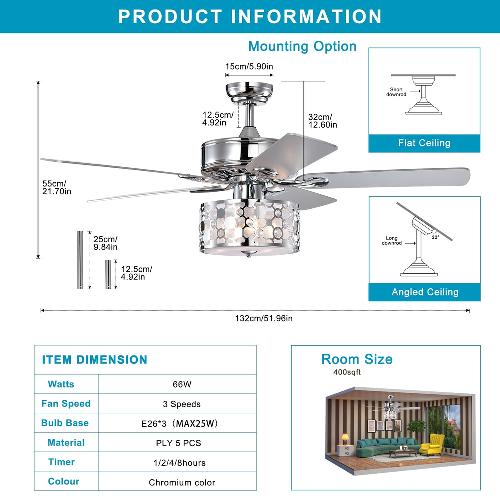 Crystal Breeze Ceiling Fan with Remote