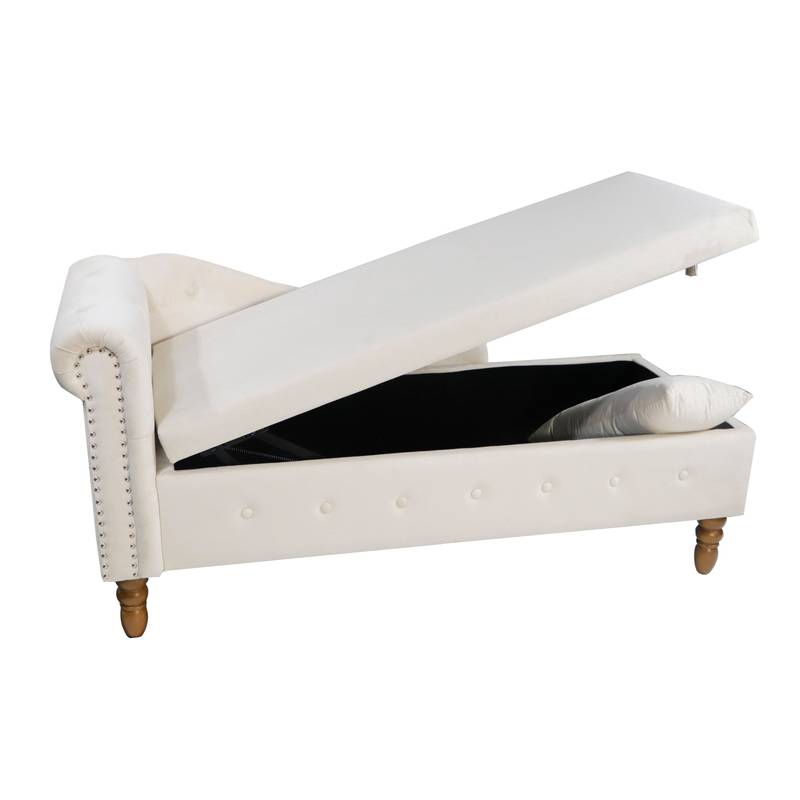 Cozy Velvet Chaise with Storage and Pillow