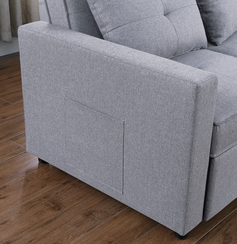 Cozy Light Gray Sleeper Loveseat with Pocket