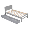 Chic Grey Twin Platform Bed with Storage Drawers
