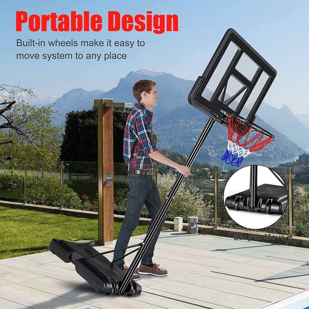 Adjustable Portable Basketball Hoop with Wheels