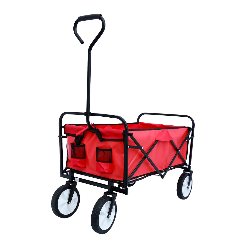 Bright Red Folding Wagon for Gardens & Beaches