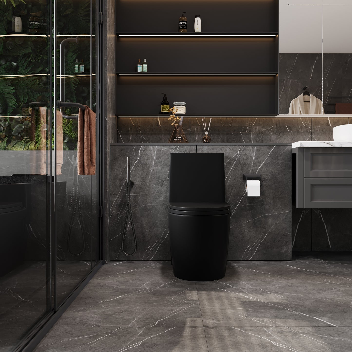 Matte Black Dual-Flush Comfort Toilet