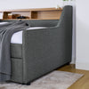 Cozy Grey Twin Sofa Bed with LED Lights & Storage Features