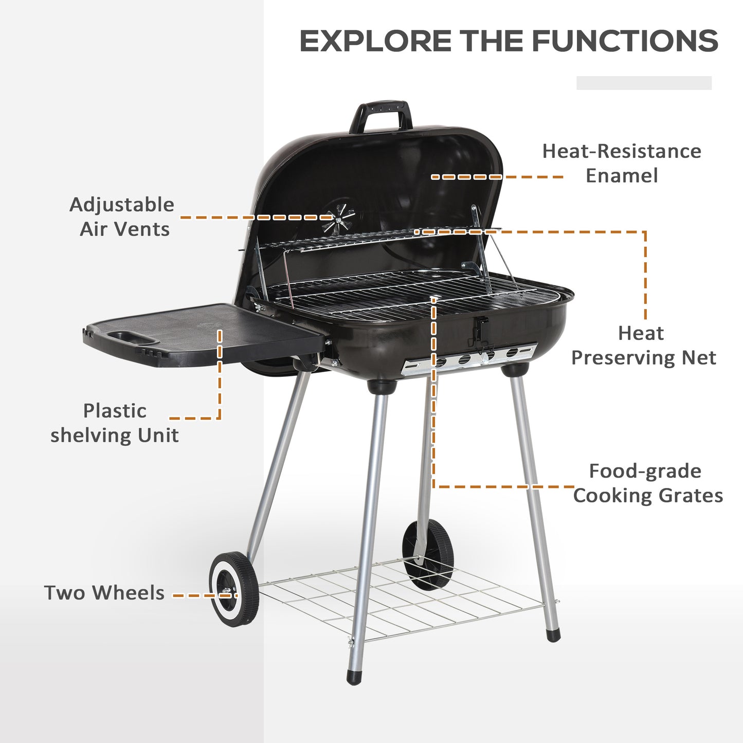 On-the-Go Charcoal BBQ Grill with Wheels