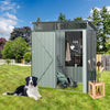 Gray Outdoor Metal Storage Shed with Clear Panels