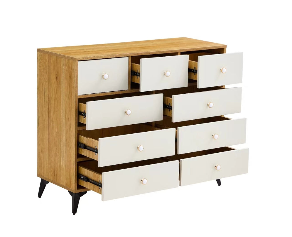 Wooden Charm Dresser with Nine Drawers