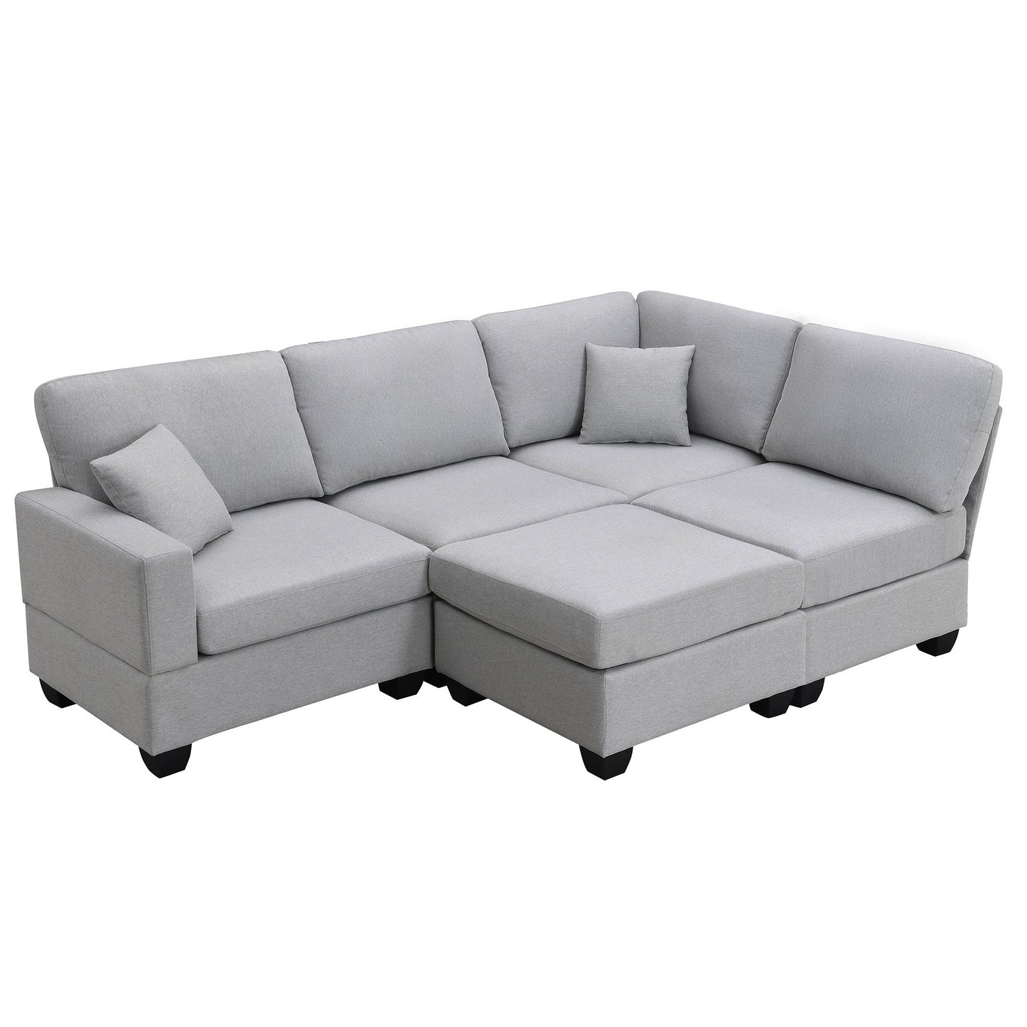 Chic Modular L-Shaped Sofa Set with Convertible Ottoman