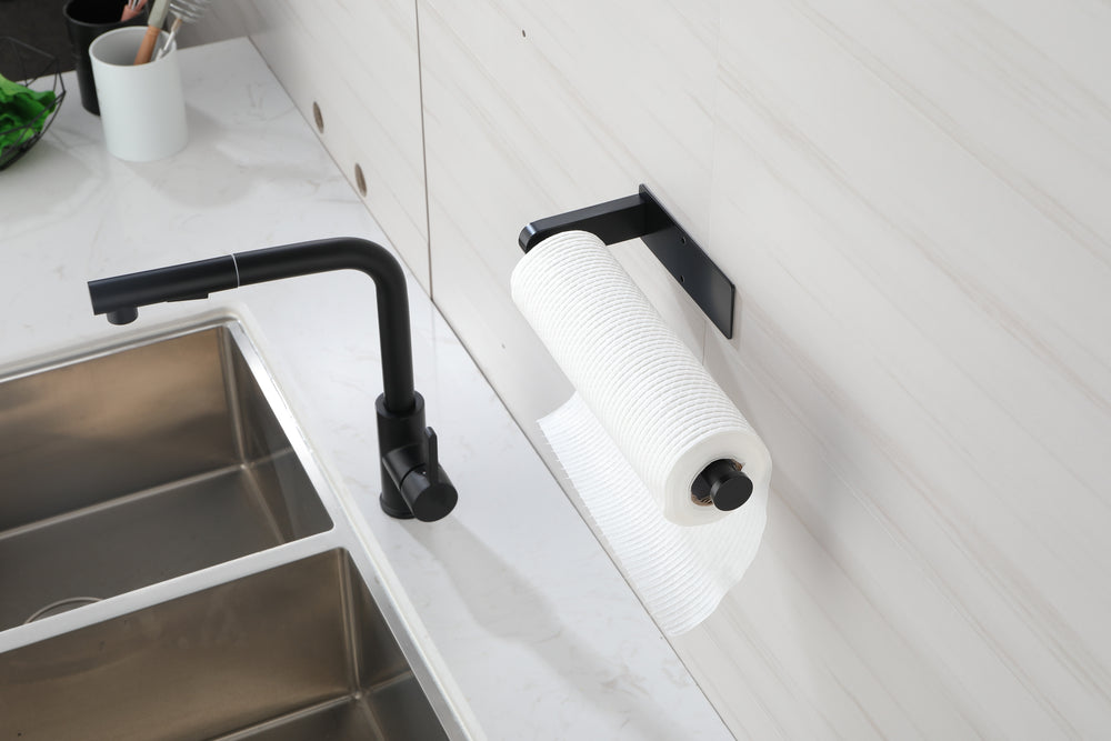 Stick & Store Paper Towel Holders - Sleek Black Duo