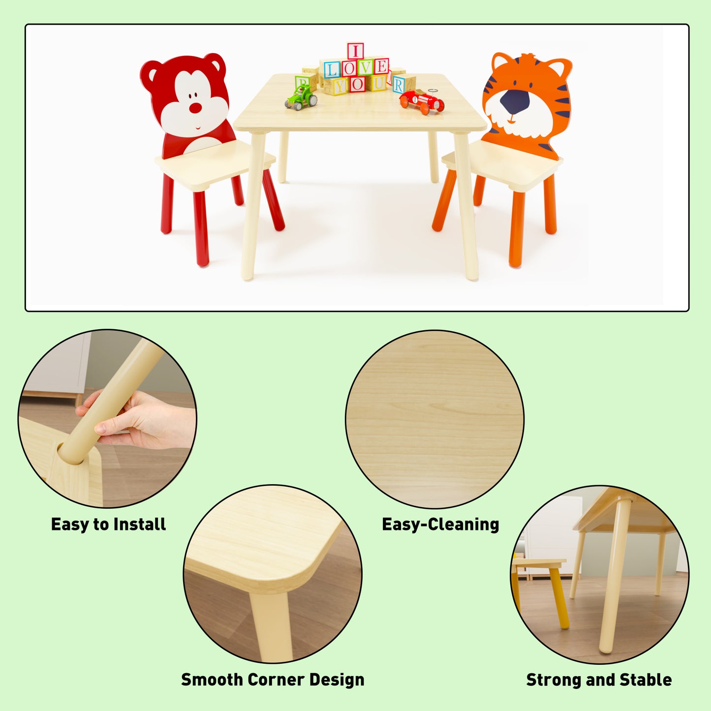 Bear & Tiger Playtime Table Set