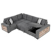 Cozy U-Shaped Sofa Bed with USB Ports & Storage Chaise