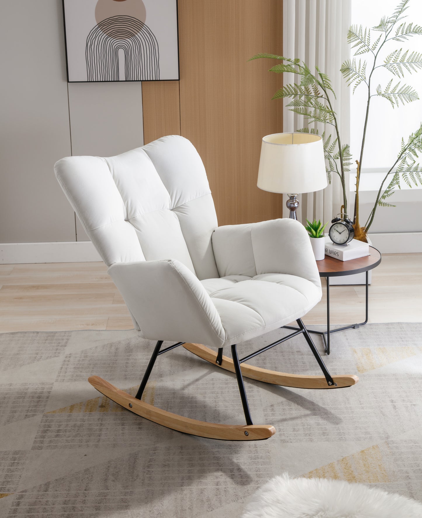 Velvet Mid-Century Rocking Chair - Cozy & Chic for Your Space