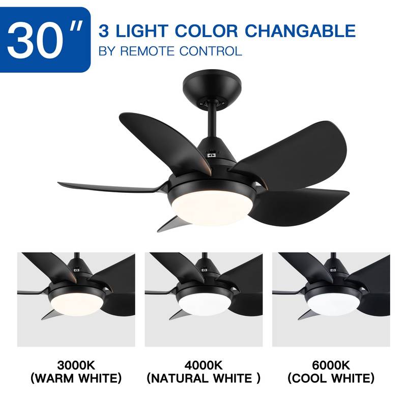 Sleek Matte Black LED Ceiling Fan